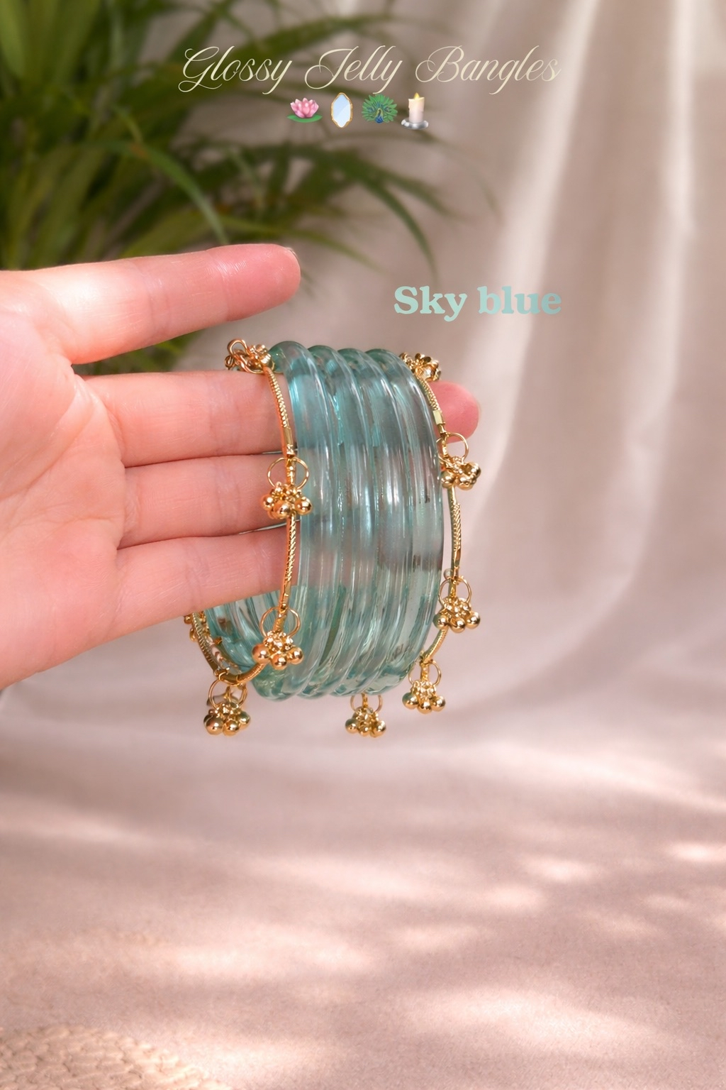 Kashmiri bangle with Sky blue Jelly bangle